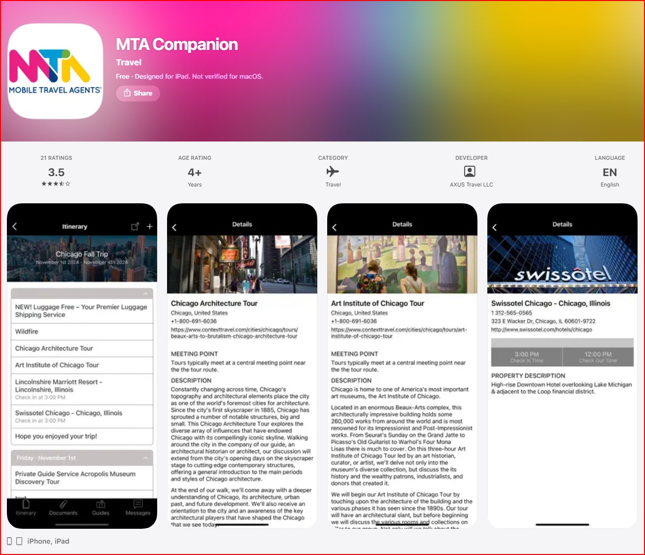 MTA Companion app for travel itinerary support